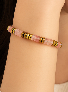 多巴胺飞盘珠印度玛瑙手链