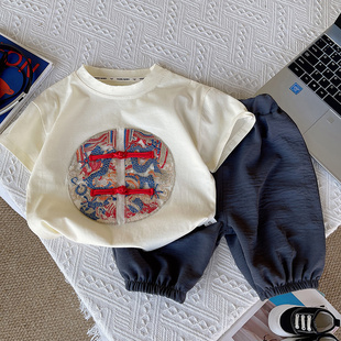 套装 短袖 2024新款 洋气男童中国风夏季 国潮两件套 婴儿童装 宝宝夏装