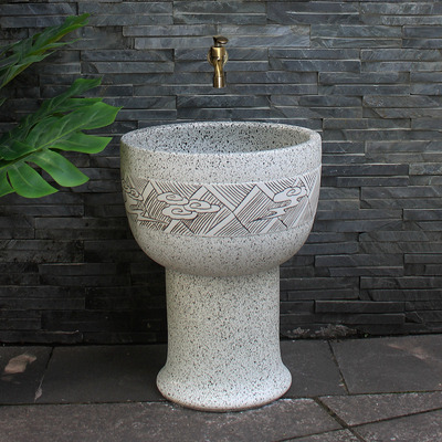 户外陶瓷拖把池加高拖布池高脚墩布池阳台一体拖地盆大号室外庭院