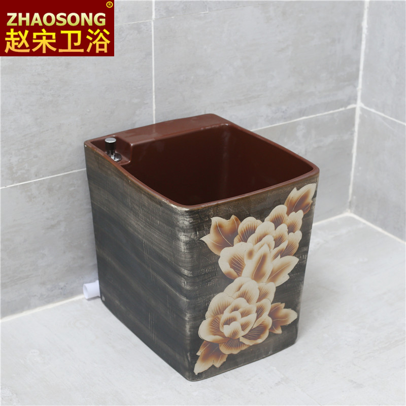 中式复古陶瓷拖把池长方形拖布盆洗拖把槽阳台家用创意墩布槽台控|msdalam kategori keluarga memasang ibu, kelengkapan peribadi, kolam mop - dari Buy2taobao.com untuk memberikan perkhidmatan ejen Taobao profesional membeli