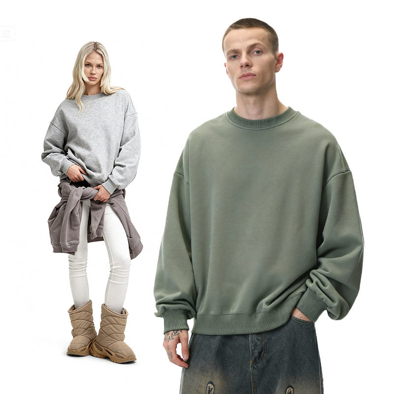 350G加绒潮牌宽松彩虹圆领卫衣25秋冬新品抓绒上衣