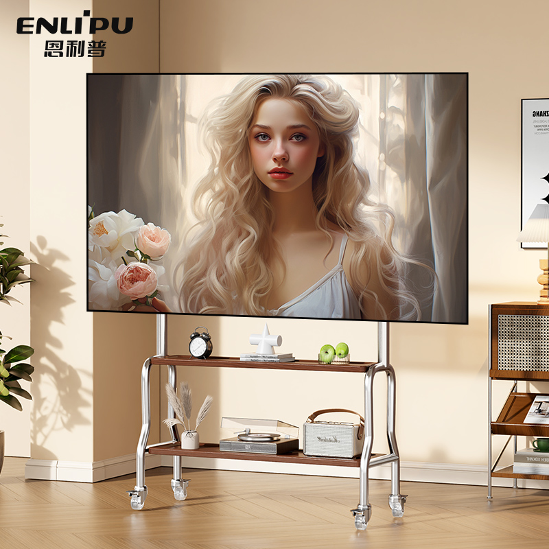 电视机落地支架可移动立式不锈钢带轮艺术推车55/65/75寸通用挂架