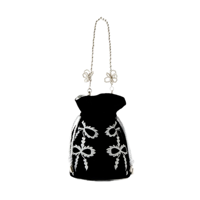 casselini丝绒气质串珠链条包