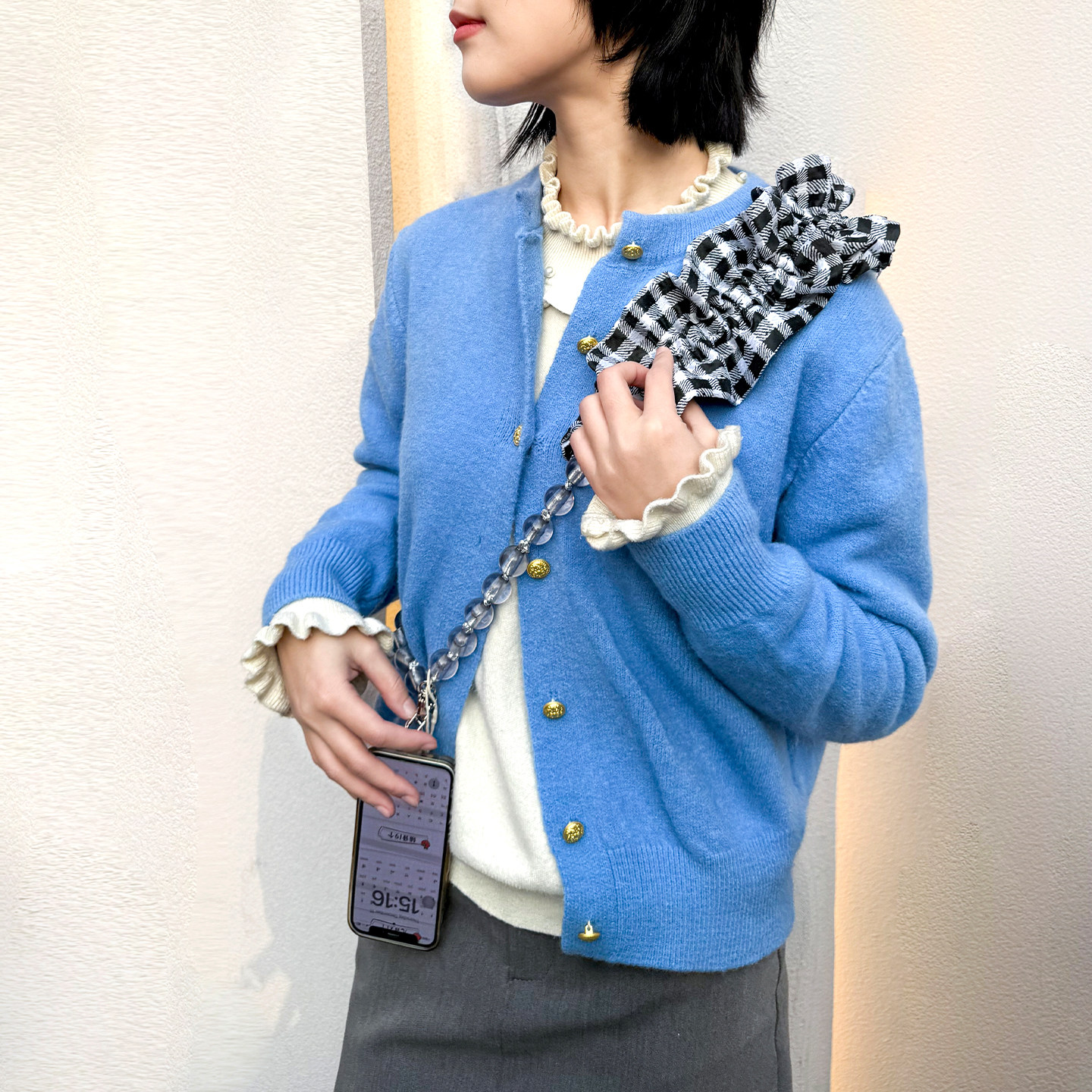 casselini秋冬新款小众设计手机挂链木耳边串珠链条斜挎手机链女,节庆用品/礼品,手机链,淘宝优惠券,粉丝福利购,淘宝优惠卷