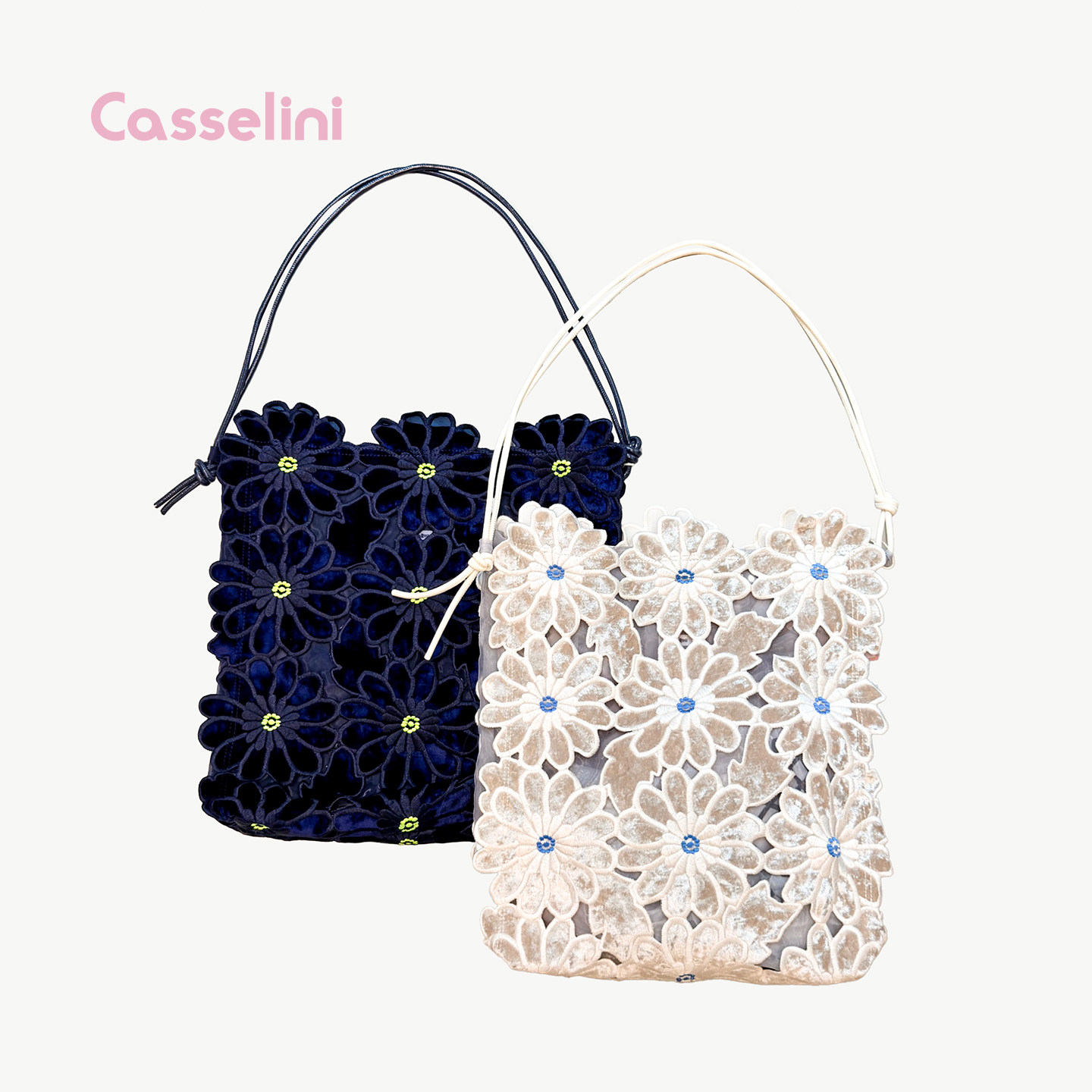 Casselini花朵丝绒刺绣托特女包