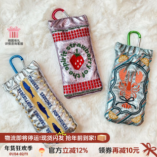 casselini26年新款刺绣眼镜袋便携收纳笔袋包包挂件复古风首饰袋