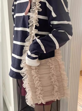 【4折福利】casselini薄纱甜美褶皱芭蕾风单肩斜挎包小众托特包女