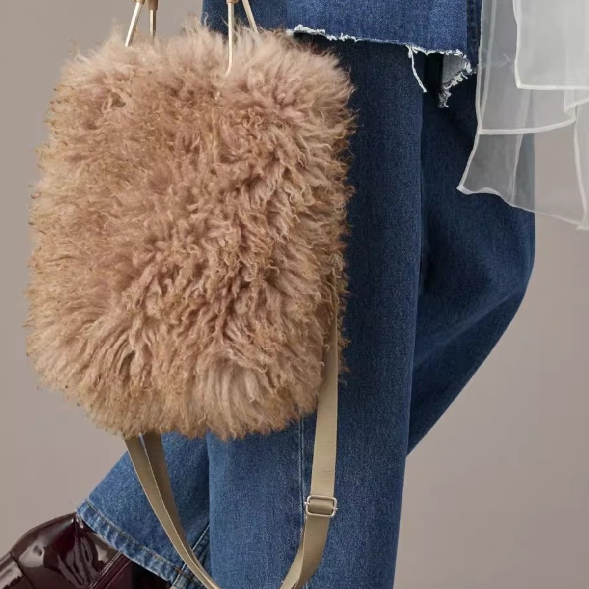 【4折福利】casselini秋冬通勤百搭毛毛包手提包毛绒单肩斜挎女包,箱包皮具/热销女包/男包,通用款女包,淘宝优惠券,粉丝福利购,淘宝优惠卷