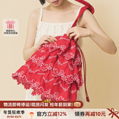 casselini26年新款 刺绣花朵蛋糕裙蝴蝶结日常通勤购物女包软包