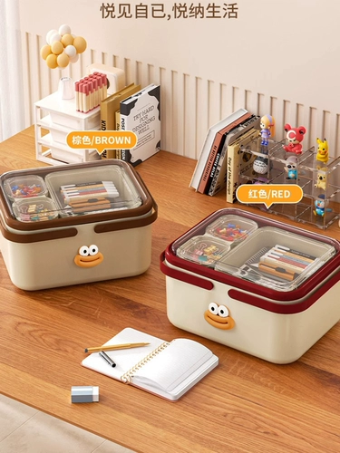 Портативный прозрачный косметический ящик для хранения, настольная коробка для хранения для школьников
