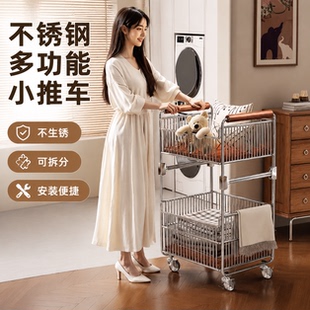 可移动分层脏衣收纳筐大容量中古脏衣篓家用置物架推车浴室收纳架