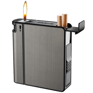 20支装烟盒打火机一体明火男便携创意自动弹个性刻字粗支装烟盒子