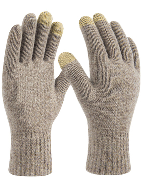 TFO 羊毛手套 男款冬季可触屏保暖防寒加厚针织毛线骑行分指手套