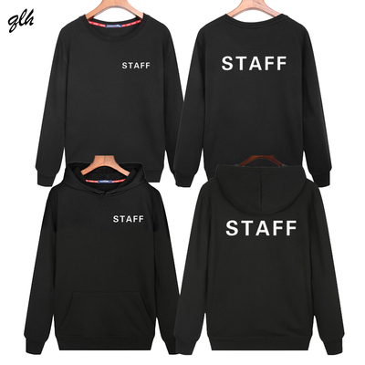 工作人员STAFF文字英文印花圆领卫衣会场团队服定制长袖秋冬衣服
