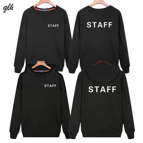 工作人员STAFF文字英文印花圆领卫衣会场团队服定制长袖秋冬衣服