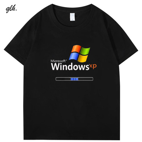 winXP短袖男女圆领T恤WindowsXP经典电脑系统it程序员文化衫定制