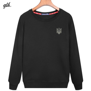 乌克兰司机白宫争吵同款圆领卫衣 三叉戟LOGO印花长袖外套衣服棉
