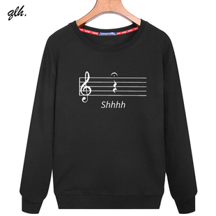 趣味四分休止符音乐音符卫衣春秋冬季男女学生青少年学生长袖衣服