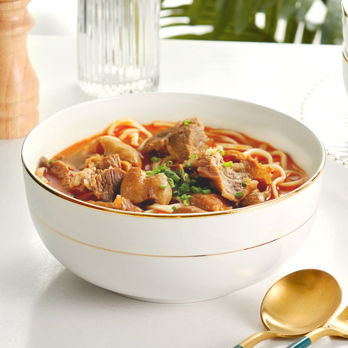 金边家用面碗陶瓷轻奢金边