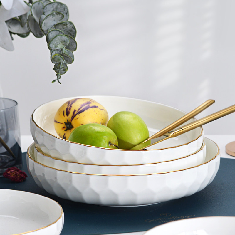 陶瓷盘子菜盘家用2025新款骨瓷金边可微波窝盘深盘碟子餐盘套装,餐饮具,盘,淘宝优惠券,粉丝福利购,淘宝优惠卷