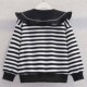 长袖 春装 上衣 中大童时髦学院风娃娃领打底衫 女童条纹卫衣春秋新款