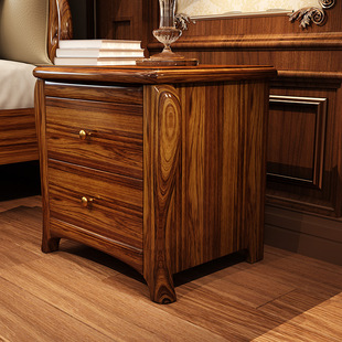 现代新中式特价床头柜进口百年乌金木实木床头柜主卧室床边柜家具