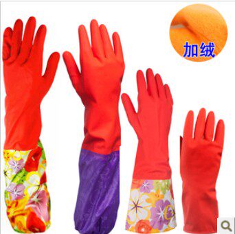 NATURAL LATEX LENGTHENED AND THICKENED DISHWASHING LAUNDRY GLOVES HOUSEWORK CLEANING RUBBER GLOVES DURABLE SIZE OPTIONAL