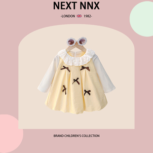 NNX女宝宝春秋甜美风长袖 英国NEXT 连衣裙蕾丝花边领蝴蝶结公主裙