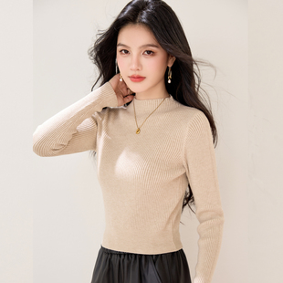 针织衫 毛衣内搭半高领打底衫 上衣女装 秋冬小个子短款 2025新款 长袖