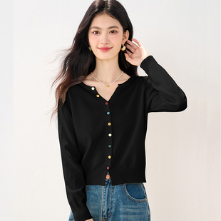 短款毛衣女2026春季新款小个子韩系长袖上衣 v领针织衫内搭打底衫