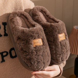 室内家居保暖防滑情侣地板加绒棉拖男士 女2025冬季 厚底棉拖鞋 新款