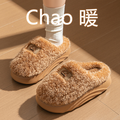 厚底棉拖鞋女款2025新款冬季保暖室内家居家用防滑情侣毛毛拖鞋男