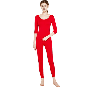 本命年红色七分袖保暖内衣套装男女中袖秋衣秋裤半袖加绒短袖冬季