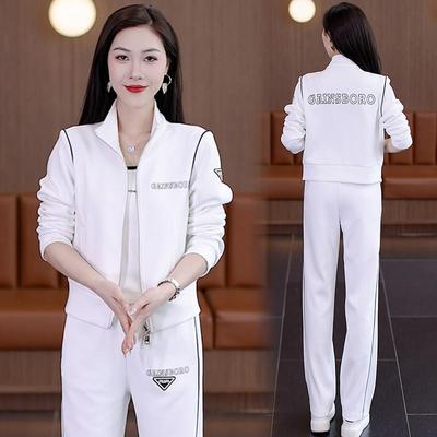 韩版运动服套装女2025春秋新款气质字母印花卫衣百搭阔腿裤两件套