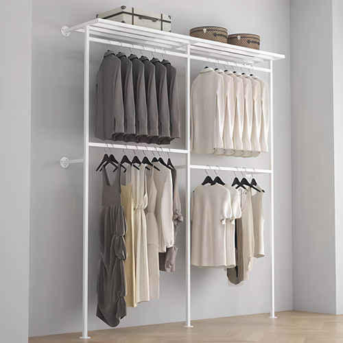 金属衣柜框架上墙多层收纳衣架