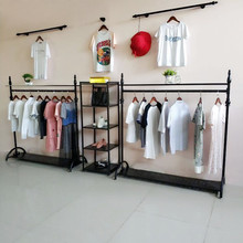 衣服服装 挂衣服架子 货架单杠衣架组装 店展示架落地式 铁艺服装 女装