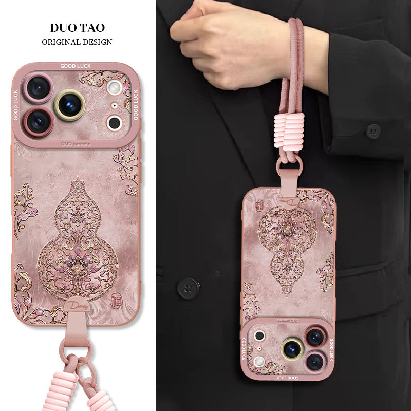 适用苹果17promax手机壳新款iPhone17pro缎面复古葫芦保护套Air镜头全包防摔液态硅胶17创意高级感可爱情侣女