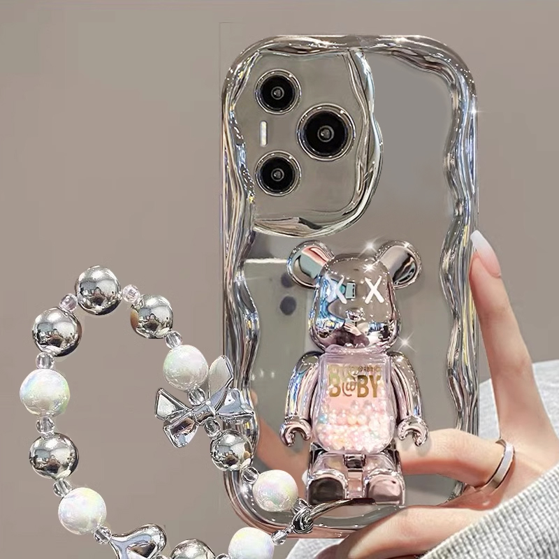 适用华为pura70pro手机壳新款P70ultra高级感电镀暴力熊带支架p70por+镜头全包防摔保护套p70网红ins风情侣女