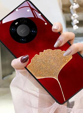 适用于华为mate70pro手机壳新款银杏60pro+创意个性网红Mate40Pro镜头全包防摔液态玻璃保护套硬壳新年十男女