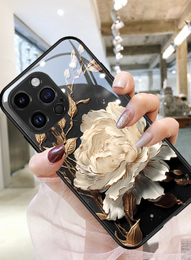 适用苹果16promax手机壳液态玻璃iphone15pro新款女款高级感超薄创意小众个性简约14Promax高端保护套男情侣