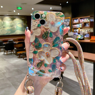 适用于苹果16promax手机壳新款腕带斜跨iPhone15Pro高级感镜头全包防摔保护套14网红女款小众带挂绳创意外壳