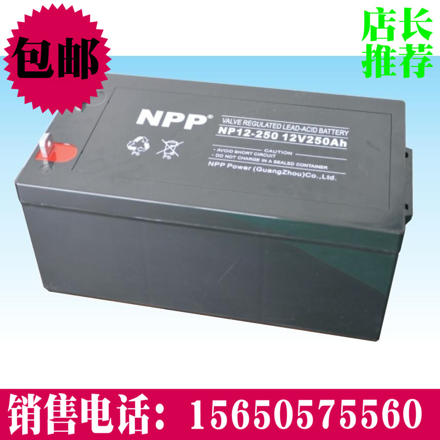 NPP耐普蓄电池 NP12-250太阳能免维护蓄电池 12V250AH UPS电源