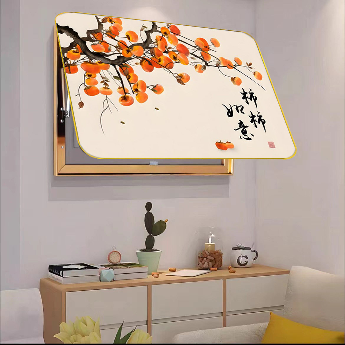 免打孔电表箱装饰画中式配电箱电闸盒子遮挡画电箱画弱电箱上翻盖图片