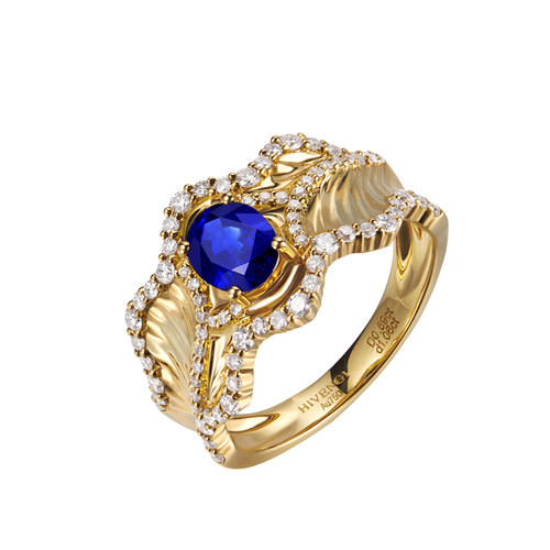 HIVENGI海梵纪18k男女蓝宝石戒指