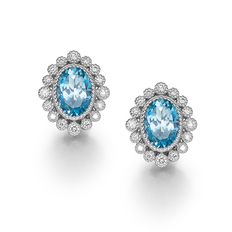 海梵纪天然蓝宝石耳钉18K白金