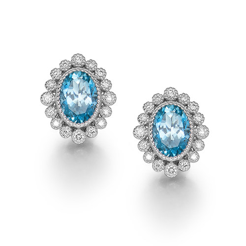 海梵纪天然蓝宝石耳钉18K白金