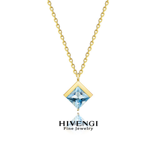 极简菱形甜美小方糖项链18k镶金