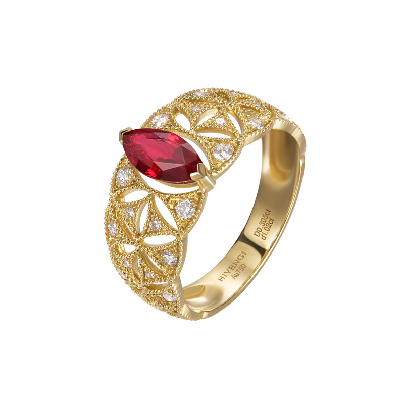hivengi海梵纪复古红宝石戒指