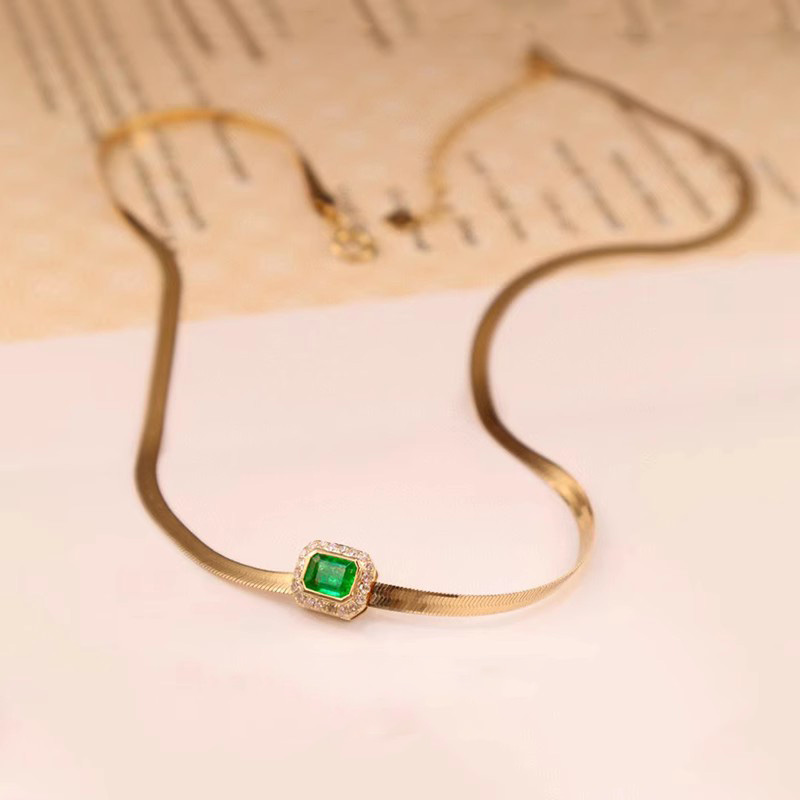 海梵纪一款多戴祖母绿锁骨链