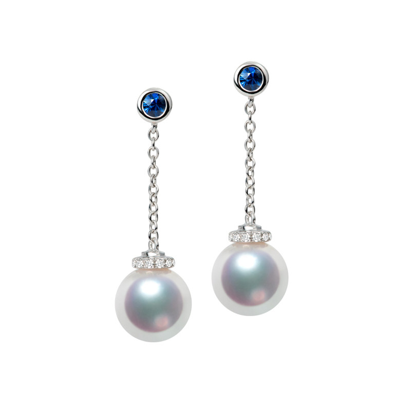 海梵纪 日本天然akoya耳线海水珍珠耳环女气质 蓝宝石18k耳钉耳饰,珠宝/钻石/翡翠,耳饰,淘宝优惠券,粉丝福利购,淘宝优惠卷